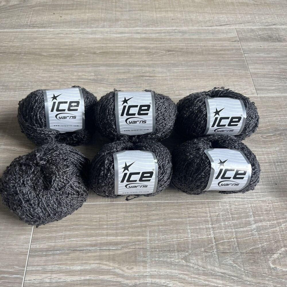 6 Skein Lot Dido Boucle Yarn Wool Acrylic Polyamide 6x50g/120m Gray